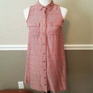 Sleeveless Flannel Button up Dress